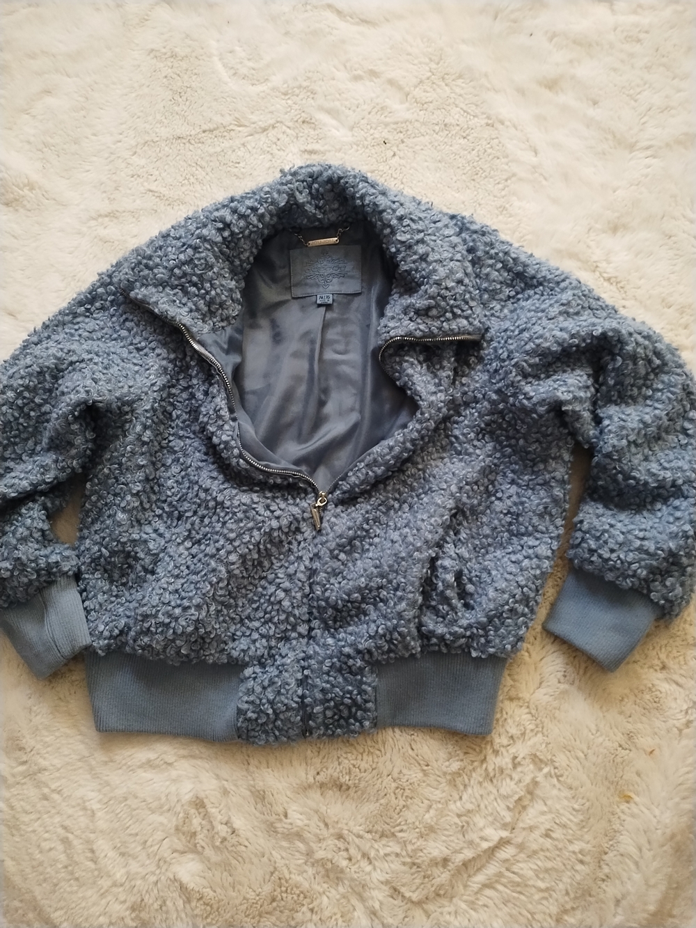 Jou Jou Dusty Blue Sherpa Bomber Jacket